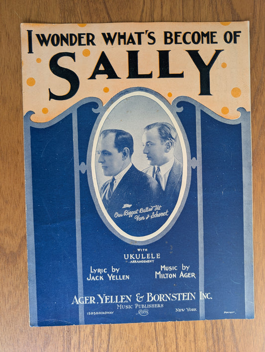 Vintage Sheet Music I Wonder What's Become of Sally Piano with Ukulele