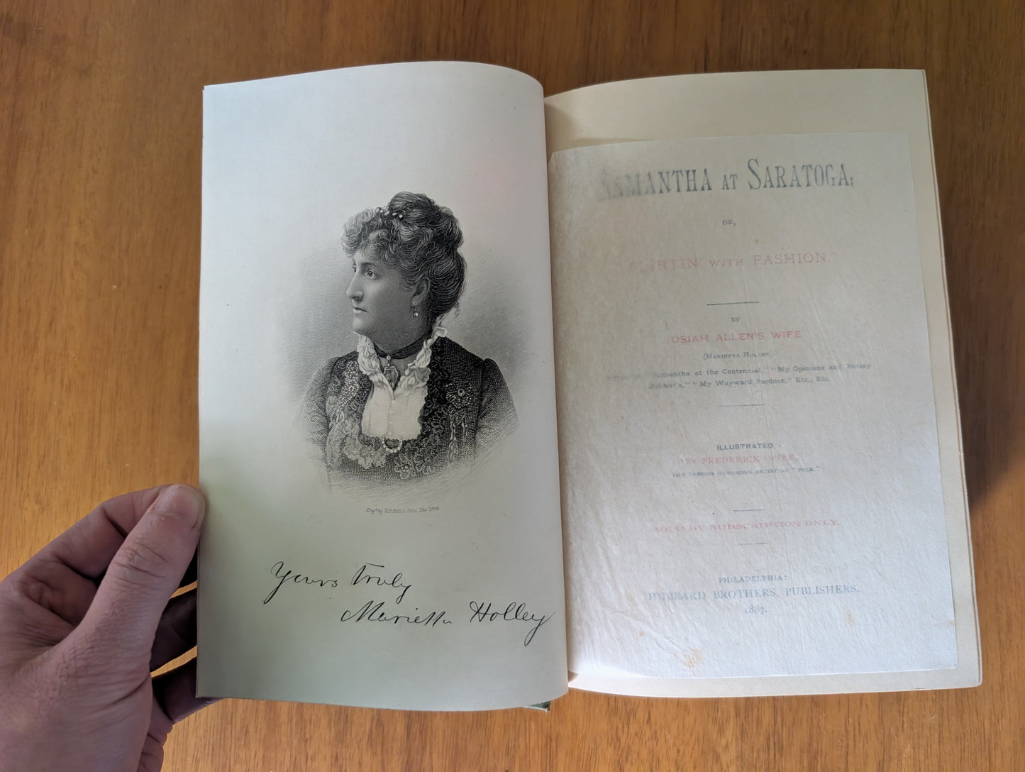 SAMANTHA AT SARATOGA Book 1887 Marietta Holley SIGNED by Author
