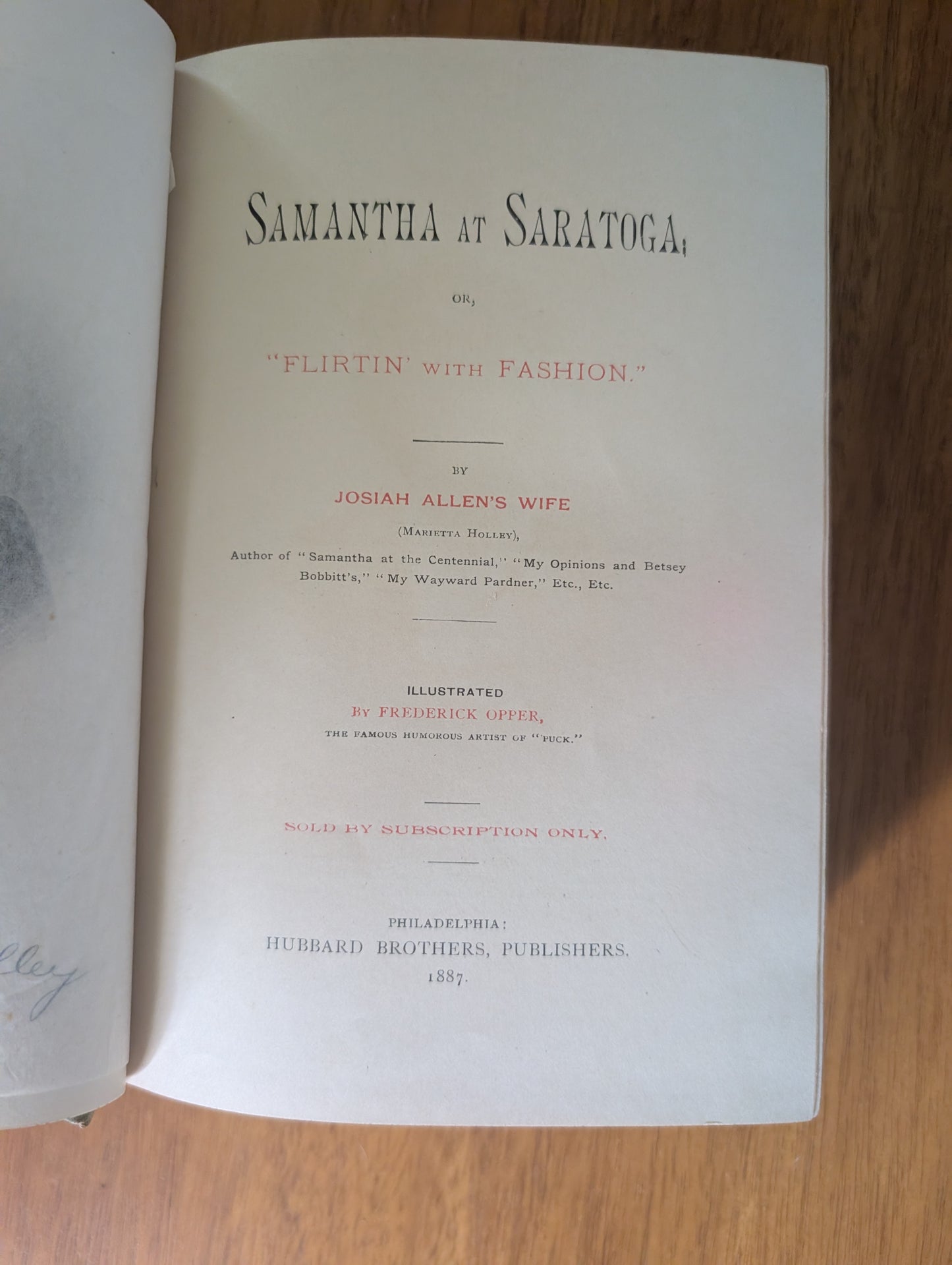 SAMANTHA AT SARATOGA Book 1887 Marietta Holley SIGNED by Author