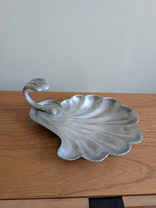 Vintage Scalloped Hammered Aluminum Leaf Dish