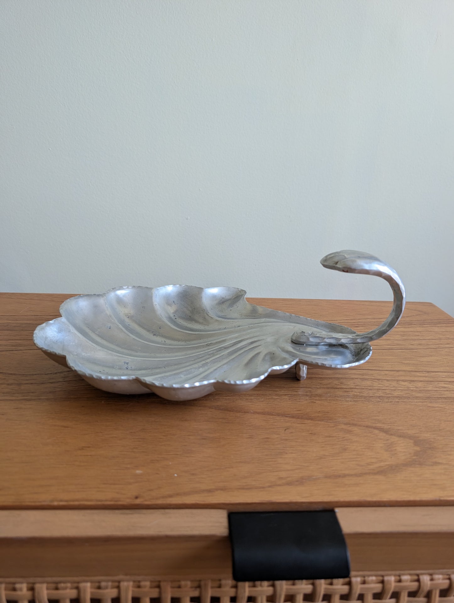 Vintage Scalloped Hammered Aluminum Leaf Dish