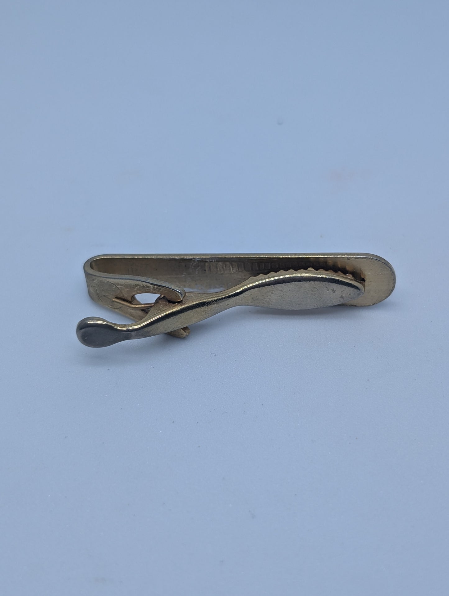 Silver Tone Tie Shaped Tie Clip