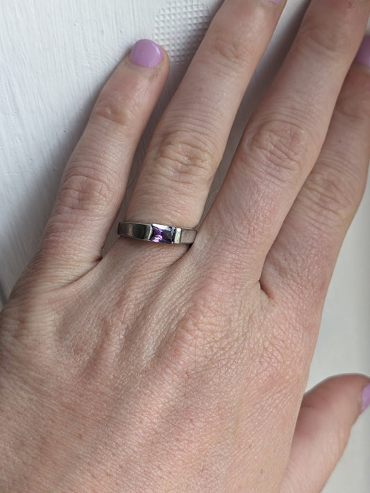 Stackable Sterling Silver with Purple Stone Ring Size 6