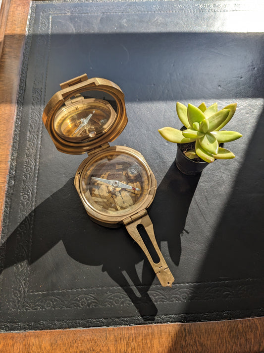 Brass Surveying Compass with Mirror