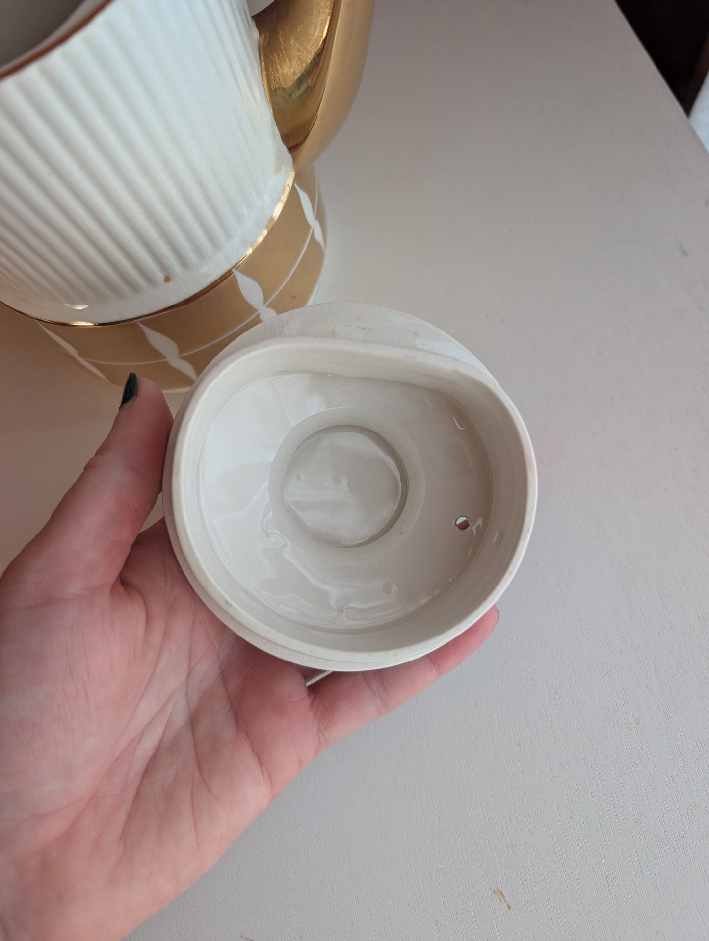 Gibson Staffordshire England Gold and White Coffee Pot