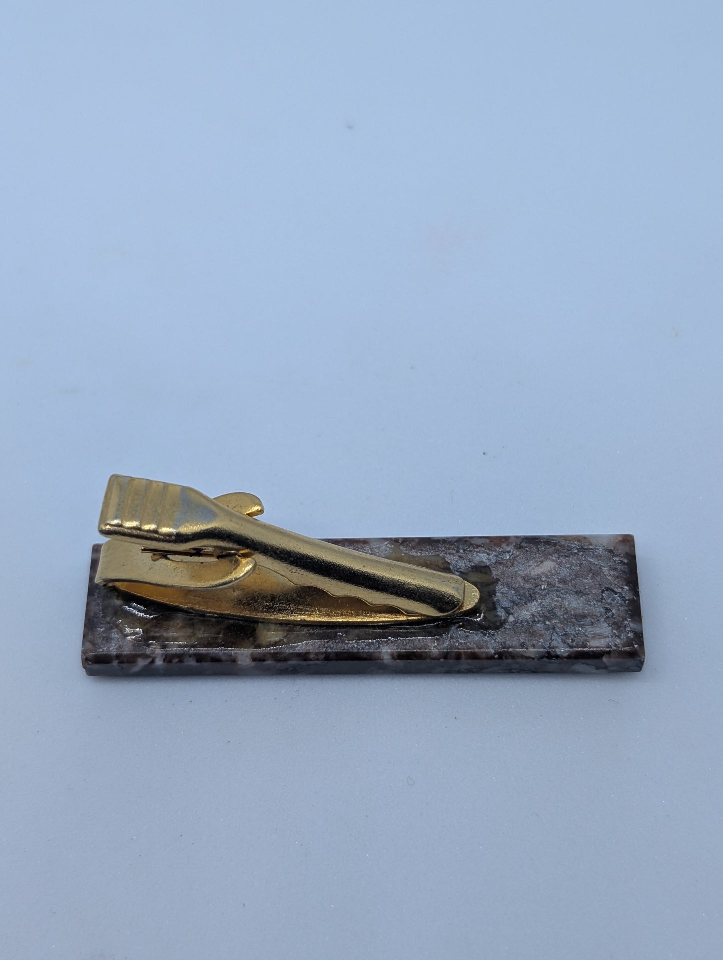 Vintage Home Made Stone Bar Tie Clip Cool Retro Men's Accessory