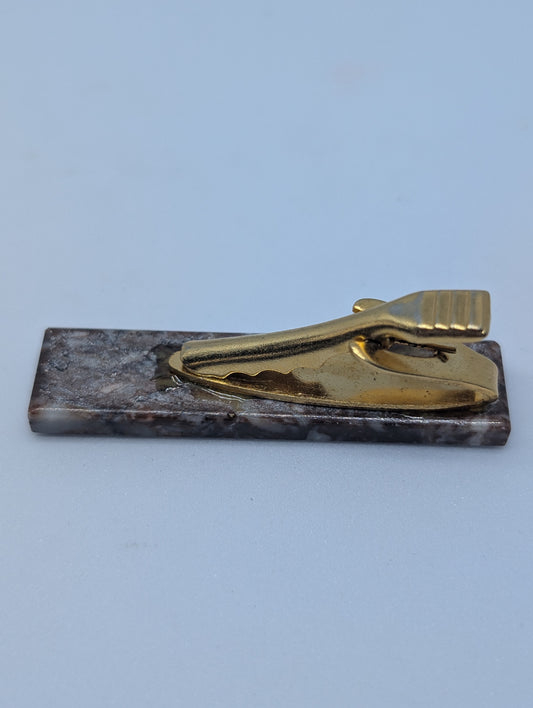 Vintage Home Made Stone Bar Tie Clip Cool Retro Men's Accessory