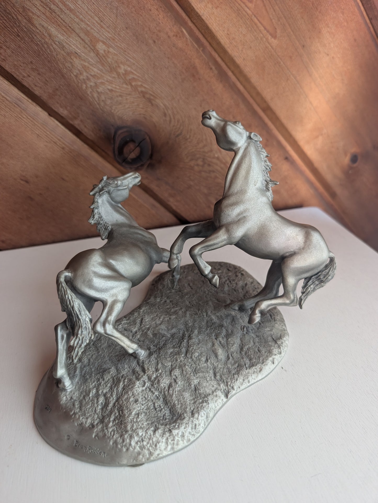 The Challenge Fine Pewter Horse Sculpture by Brian Rodden #136 7 " x 5" x 5"