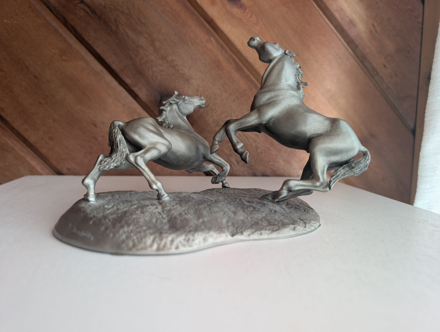 The Challenge Fine Pewter Horse Sculpture by Brian Rodden #136 7 " x 5" x 5"