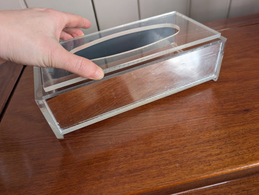 Unique Vintage Acrylic and Mirrored Tissue Box Holder