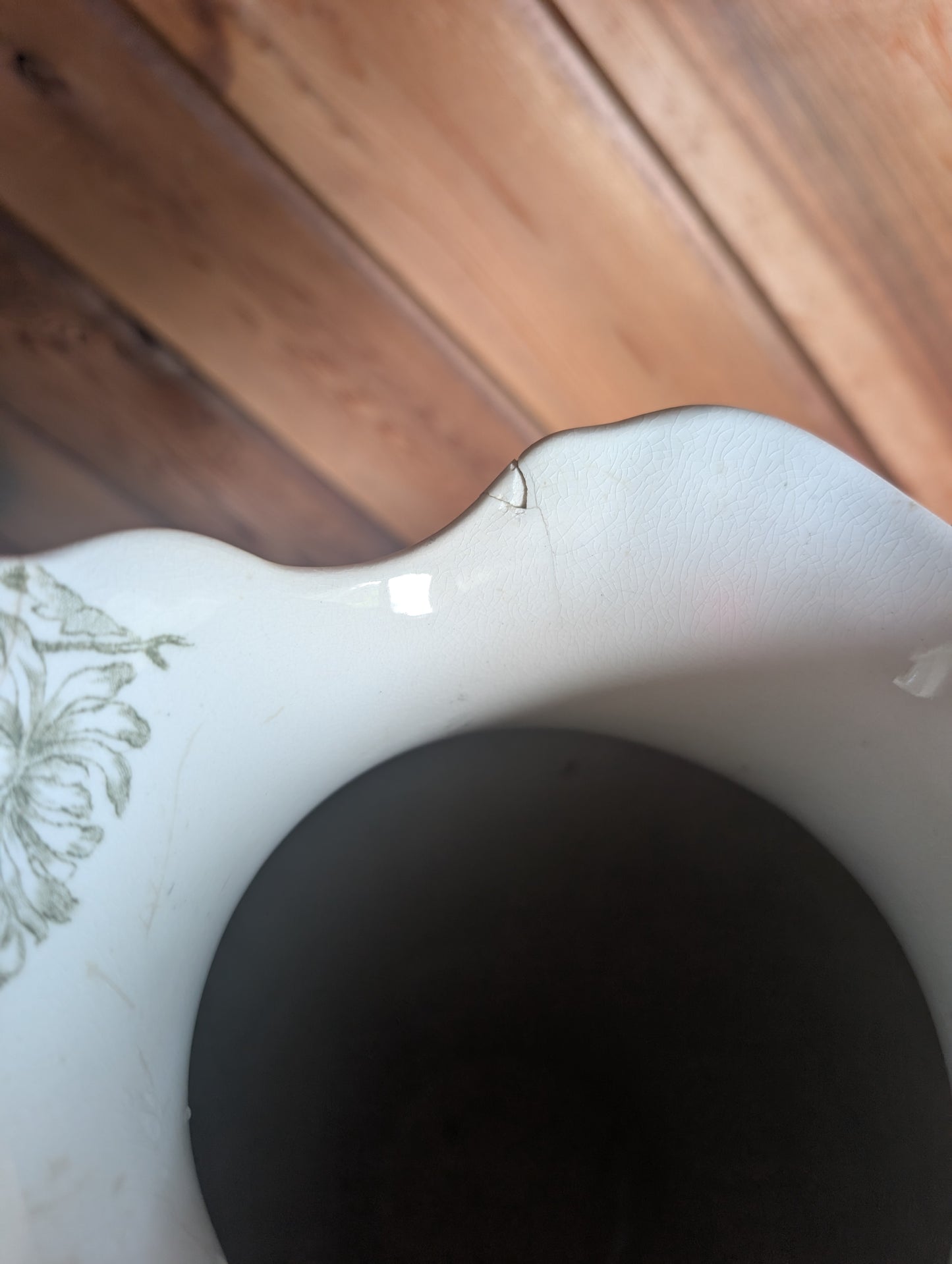 Burgess & Company Royal China Green Floral Transfer Porcelain Jug 11.25" Tall