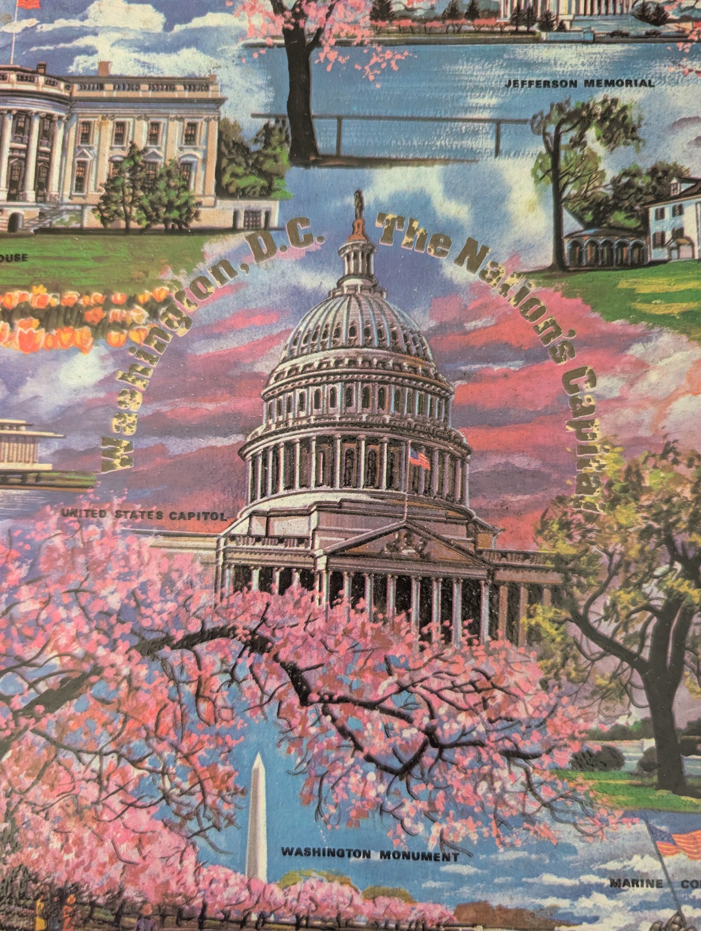 Vintage Washington DC Round Metal Vintage Souvenir Serving Tray