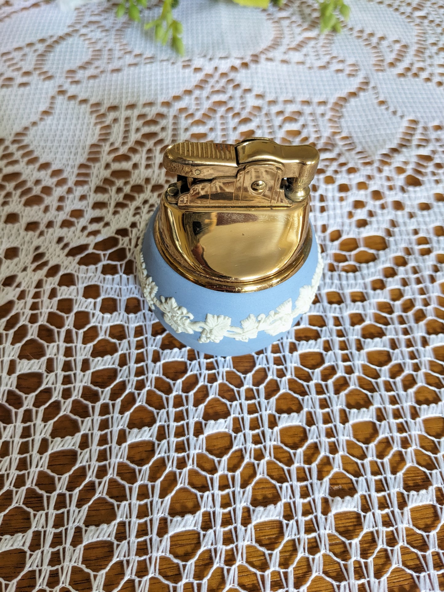 Wedgwood Jasperware Lighter Light Blue and Gold Never Used Vintage