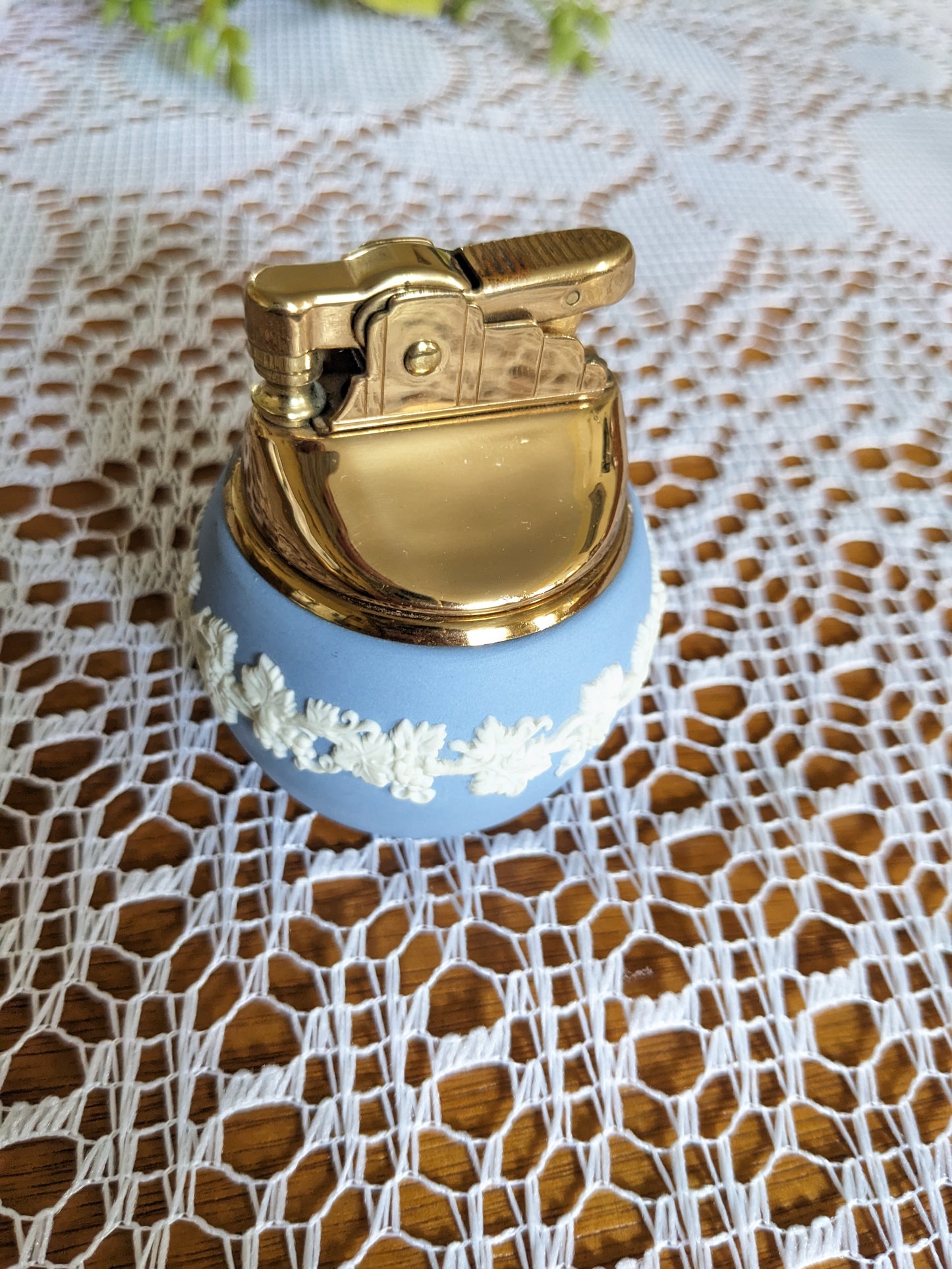 Wedgwood Jasperware Lighter Light Blue and Gold Never Used Vintage