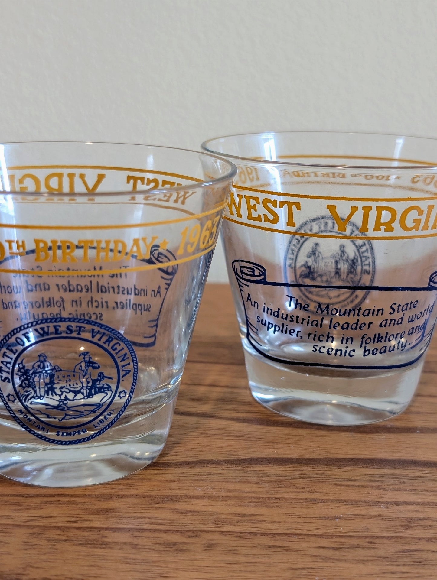 West Virginia 100th Birthday Glassware 1963